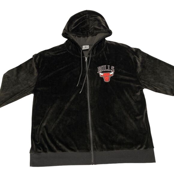 Chicago Bulls Jacket Mens XL Black NBA Basketball Sports Hooded Full Zipper - Picture 10 of 15